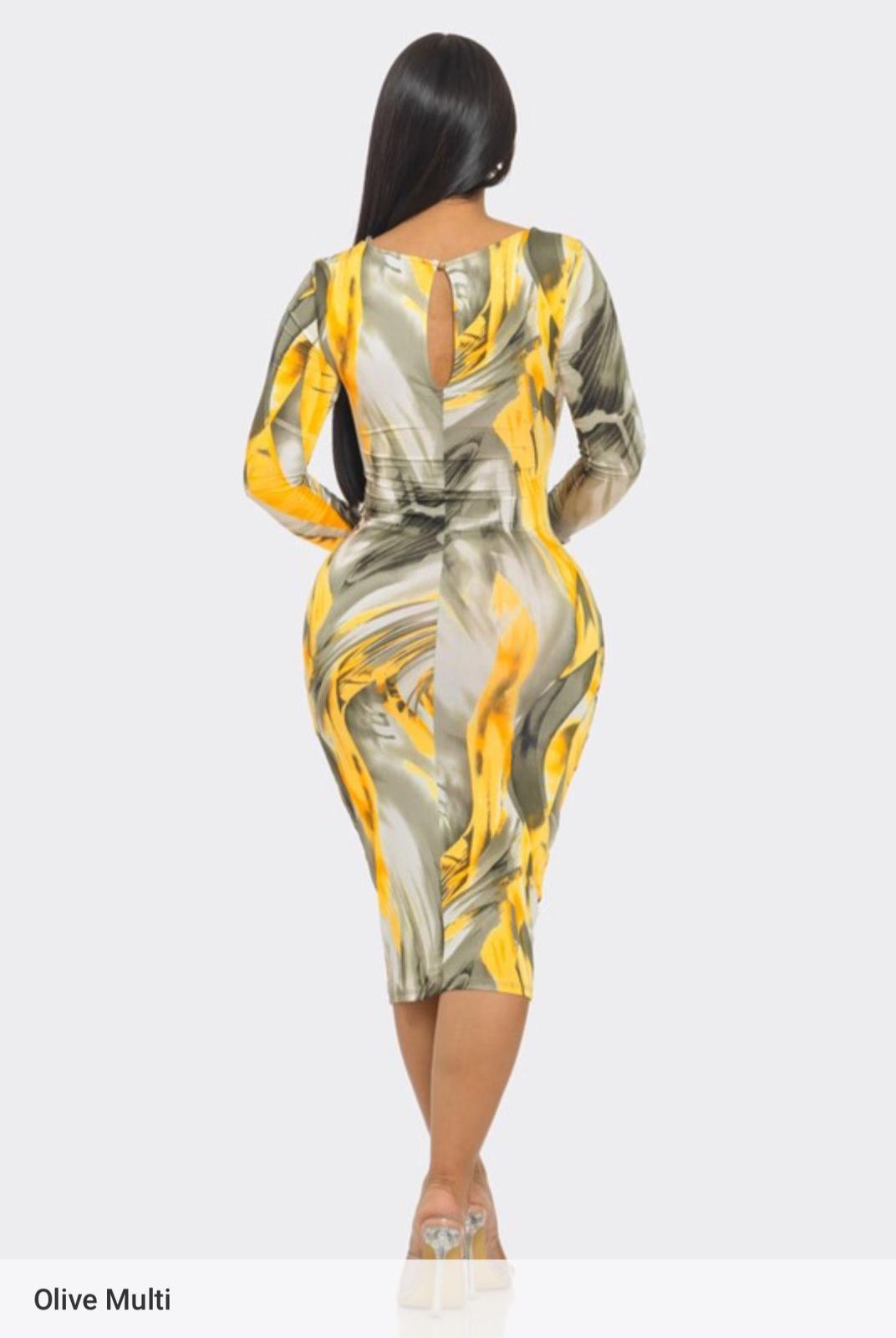 MULTI GAL MIDI DRESS