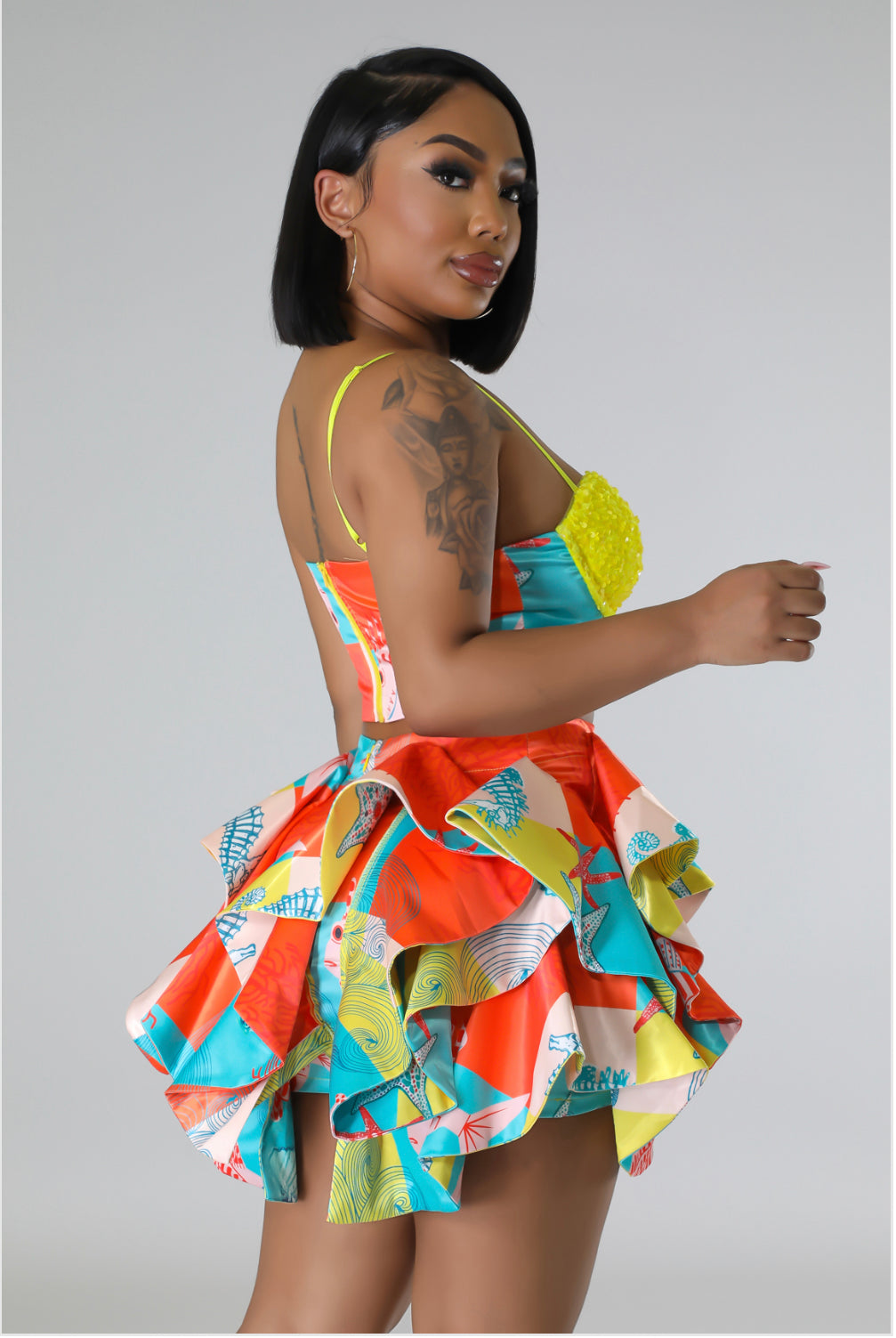 two piece mini skirt set