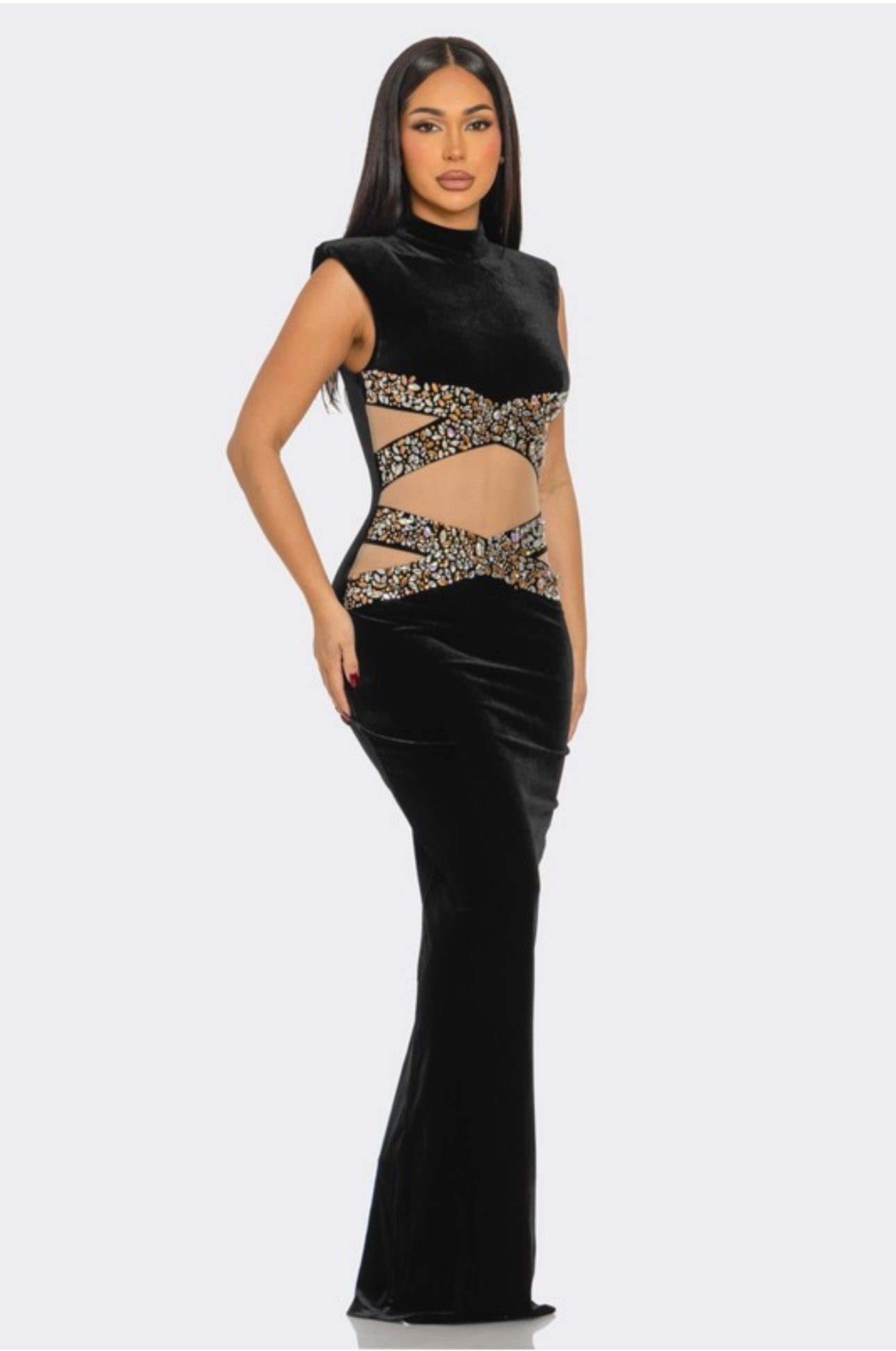 MIRROR VELVET  DRESS