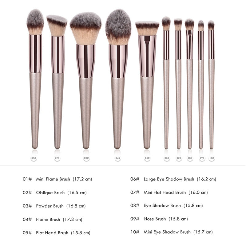 Champagne Makeup Brushes Set