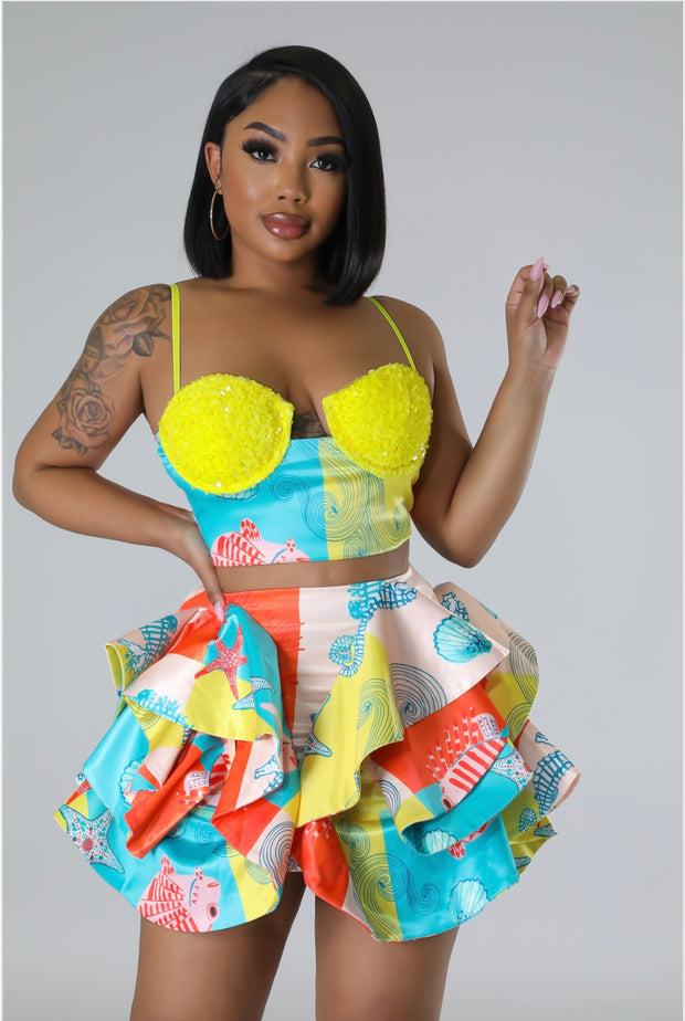 two piece mini skirt set