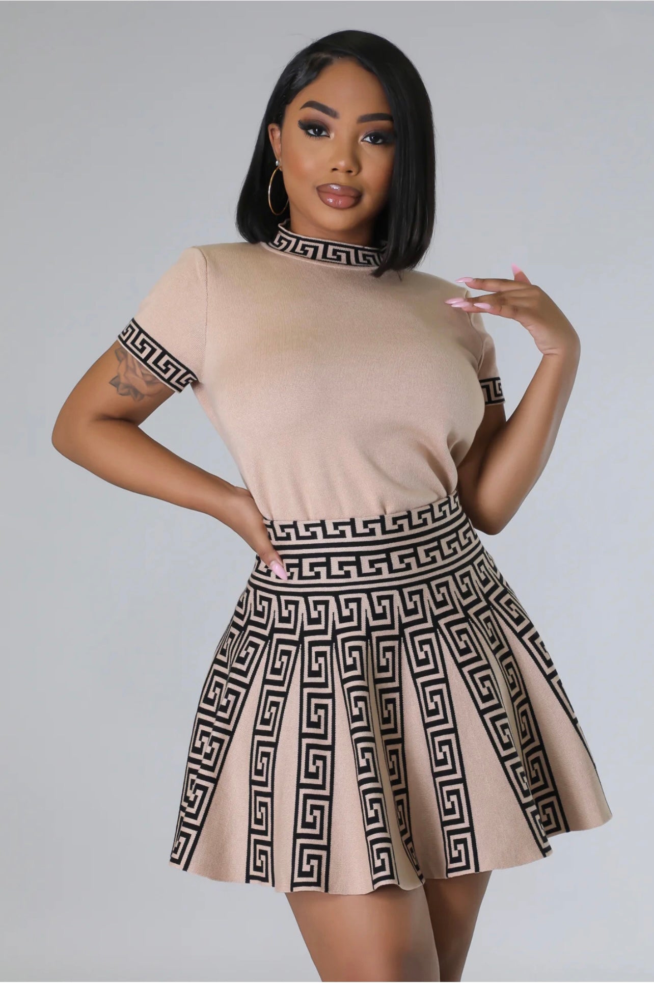 two piece mini skirt set