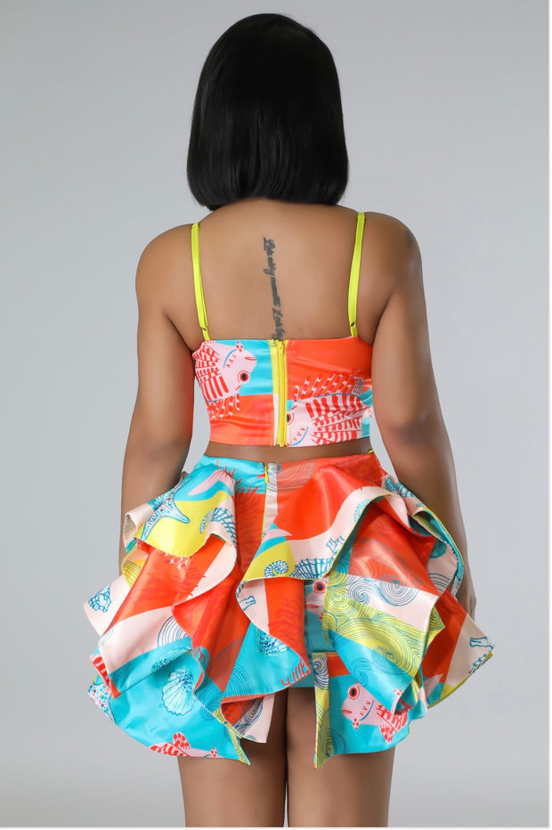 two piece mini skirt set