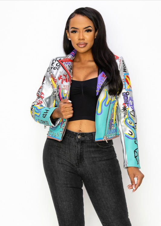 PRINT FAUX JACKET